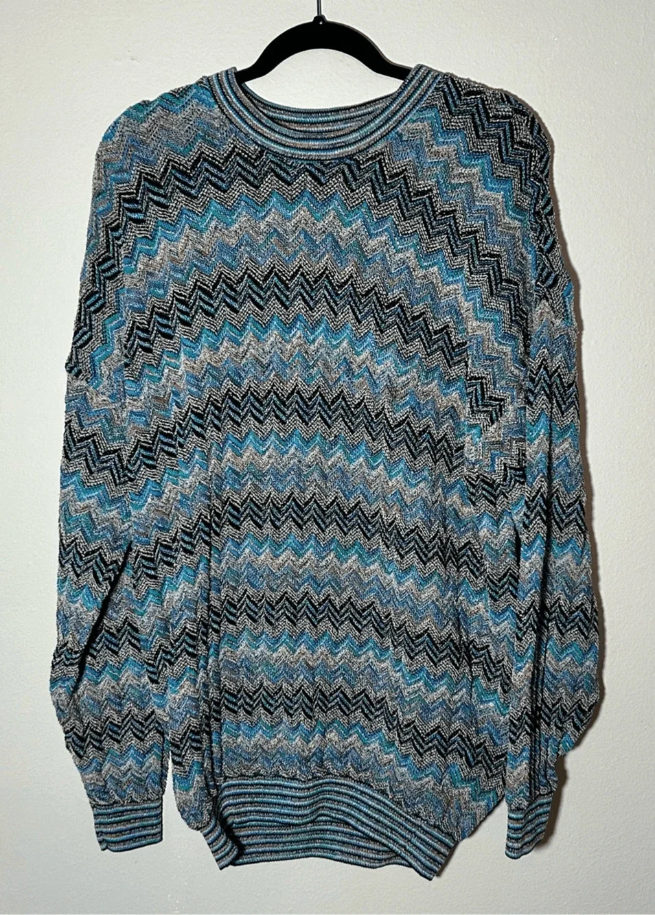 Vintage Tundra Canada Sweater Coogi Style Y2K Knit  Blue & Gray Sz L